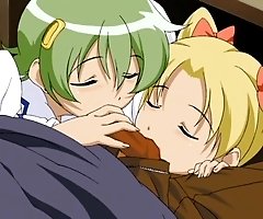 Dudes shaving hentai pussy, toying her and assfucking with thermometer.
